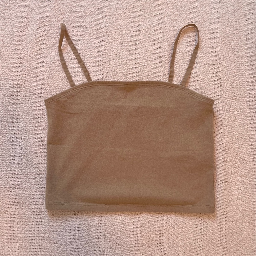 abercrombie & fitch XS tan square neck cropped cami